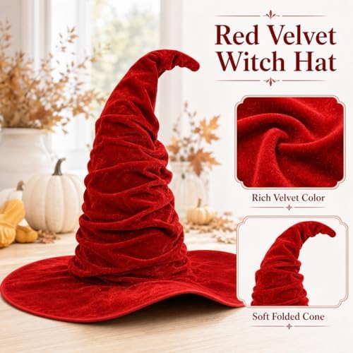 Women's Witch Hat with Shapeable Wide Brim and Adjustable Drawstring