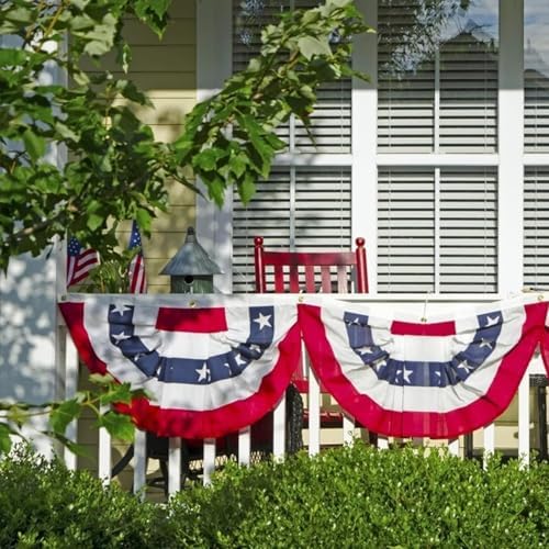 4 Pack USA Pleated Fan Flag, 1.5 X 3 FT American Bunting Flag, 4th of July Patriotic Half Fan Banner Flag Decoration for 4th of July Independence Day Outdoor Decorations