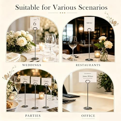 16 Pack 12 Inch Table Number Holders, Black Diamond Place Card Holders