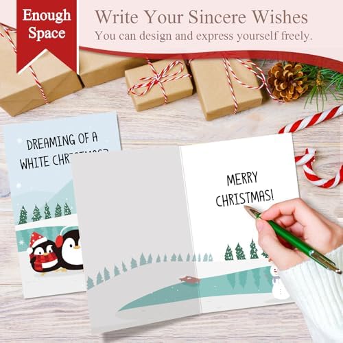 Funny Penguin Christmas Card for Men Women, Dark Humor Xmas Card, Sarcastic Holiday Cards Gift for Friend Brother Sister, Dreaming of a White Christmas