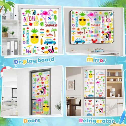 6 Pack Summer Window clings – Reusable Window Cling for Glass Windows