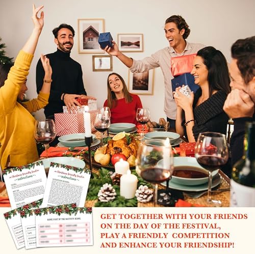 Christmas Games For Families, Christmas Friendly Feud Game, Holiday Games For Adults Large Group Party, Christmas Party Games, Christmas Trivia Card Games - a003