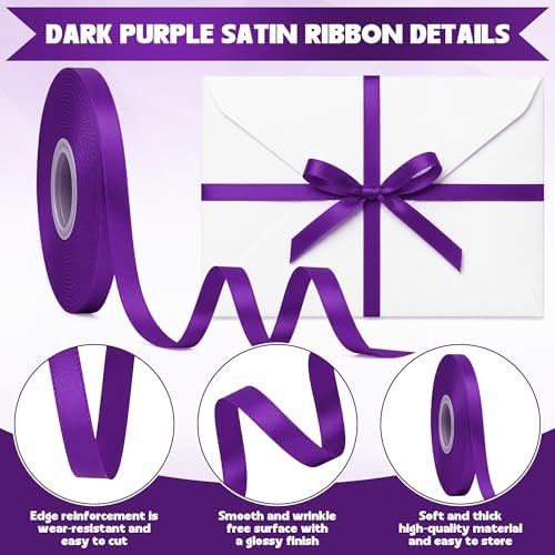 3/8In30Yards Dark Purple Thin Ribbon for Gift Wrapping Halloween Mardi Gras