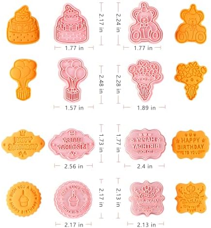 BESEK 8PCS Birthday Cookie Cutters, Birthday Party Cookie Cutter - 8 Shaped Cookie Cutter, Baking Tool for Homemaking Cookie