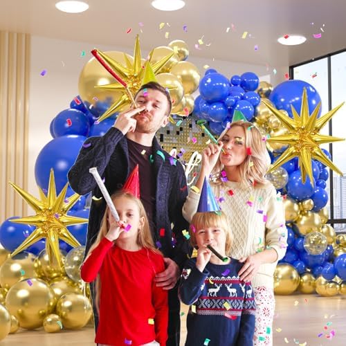 156 Pack 18" 12" 10" 5" Royal Blue and Gold Balloons Garland Arch Kit