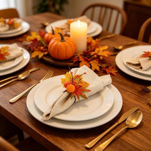 6 Pack Thanksgiving Fall Napkin Rings,Fall Table Setting Decoration