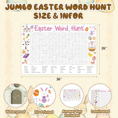 Giant Easter Word Search Game for Family Office Large Group Party Supply