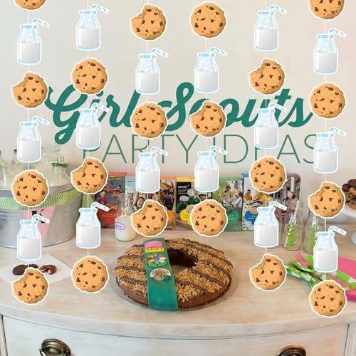 Xinnun 8 Pcs Cookie and Milk Party Decorations Cookie Banners Garlands