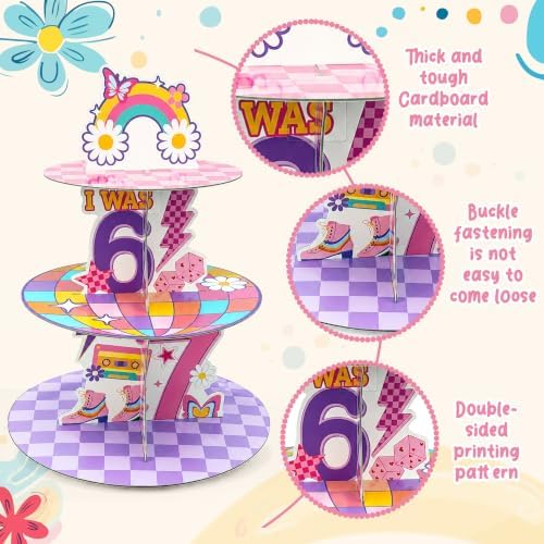 Groovy 67 Cupcake Stand - 3Tier I was 6 Now I'm 7 Dessert Holder