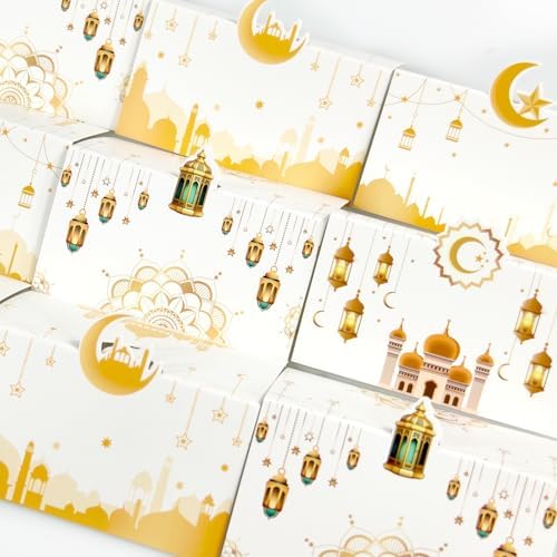 Auch Eid Place Cards - 40pcs Eid Mubarak Table Tent Cards Set Folded Ramadan Name Card for Eid Al-Fitr & Eid Al-Adha Dinner, Iftar Party Table Decorations, Buffet & Food Labelsr 4 Designs (White)