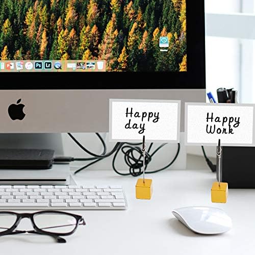 10pcs Table Number Holder Name Place Card Holder Memo Clip Holder Stand Note Holder Pictures Card Paper Menu Clip (Gold)