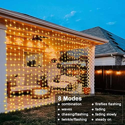 echosari Curtain Lights Battery Operated 6.6×6.6ft with Remote Timer