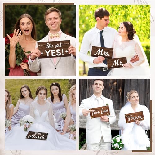 DERTE 24 Designs Rustic Wedding Photo Booth Props 11x5.5 Inch