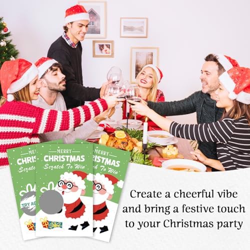 ZIIUFRN 40 Pcs Santa Christmas Scratch Off Cards with Stickers, Merry Christmas Raffle Tickets for Games Prizes, Xmas Holiday Party Games for Family Party -A01