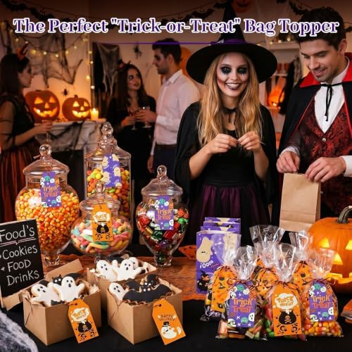 SallyFashion 160 Halloween Tags with String, 16 Styles