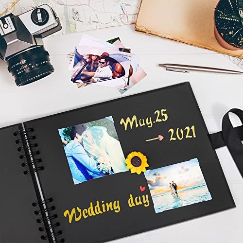 Vienrose Scrapbook Album 80 Pages, DIY Photo Album with Accessories, Navy blue Kraft Paper Memory Book for Wedding, Birthday, Travel, Christmas, Mother’s Day, 11x8 Inches