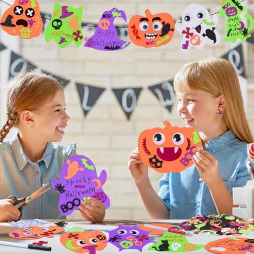 Max Fun 332PCS Halloween Crafts for Kids, Halloween Activities Foam Pumpkins for Crafts Stickers Gift Kits, DIY Art and Craft Set for Holiday Classroom Decorations Party Favors Supplies