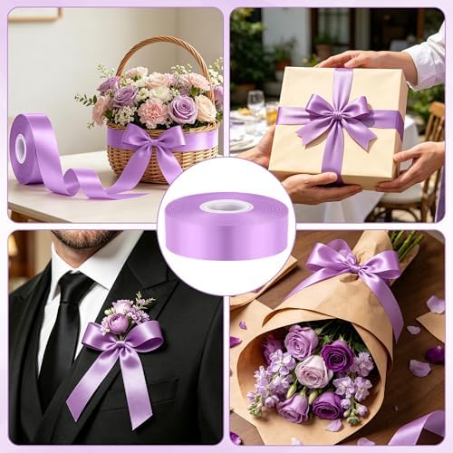 30Yards 1In Lavender Satin Ribbon for Flower Bouquet Wedding Easter Crafts