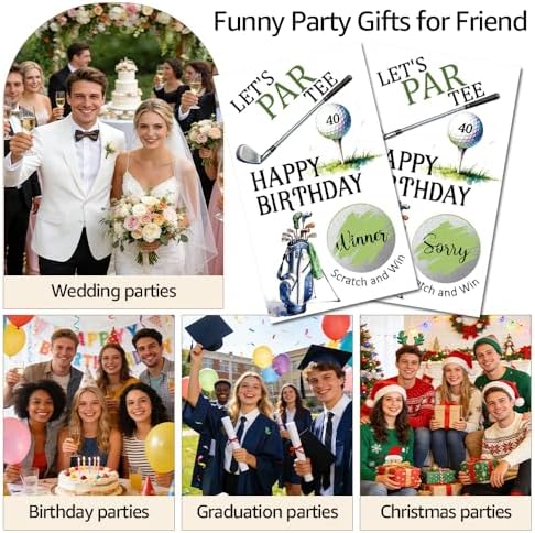 TOUNER 50Pcs Let's Par Tee Birthday Scratch Off Game Cards, Men Golf Scratch Cards for Father's Day Family Gathering Summer Birthday Retirement Party Lottery Prize Raffle Tickets Business Promotion