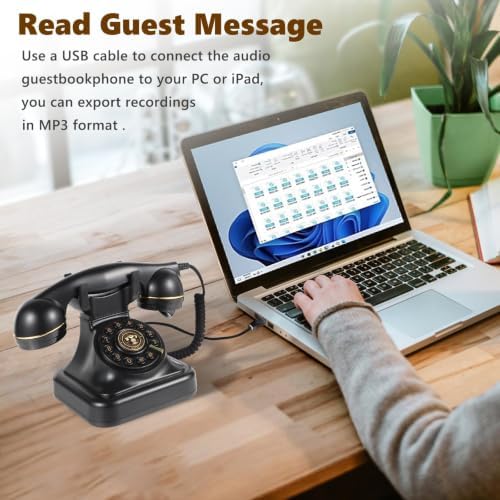 Audio Guest Book Wedding Phone, Audio Guestbook,Record Audio Messages with GuestBook, Guestbook Alternative for Wedding, Birthday Party, Baby Shower, Anniversary, Engagement (Black)