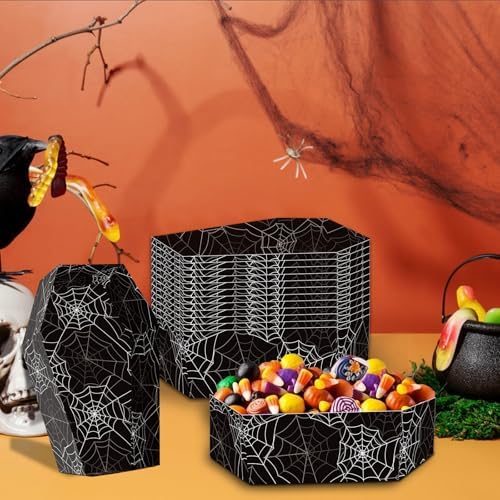 FRIDAY NIGHT 24 PCS Halloween Paper Food Tray Disposable Coffin Bowl