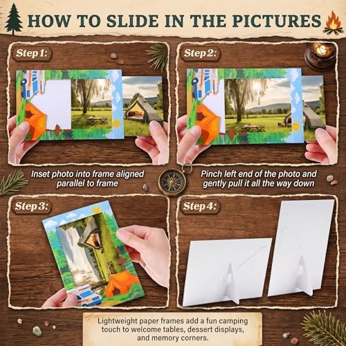 AmazingSpark 50 Pack Camping Picture Frames, Woodland Party Classroom