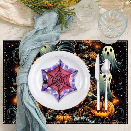 Pumpkin Placemats Set of 4 Halloween Decoration for Home Decor