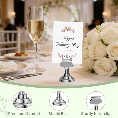 Urban Deco 36 Pieces Table Card Holder Place Card Holders 1.7 inches Gold Steel Card Holders for Photos, Food Signs, Memo Notes, Weddings, Restaurants, Birthdays(Silver 36PK)