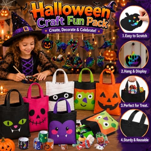 SNLN 146 Pcs Halloween Party Favors for 12 Kids, Goodie Bag Stuffers