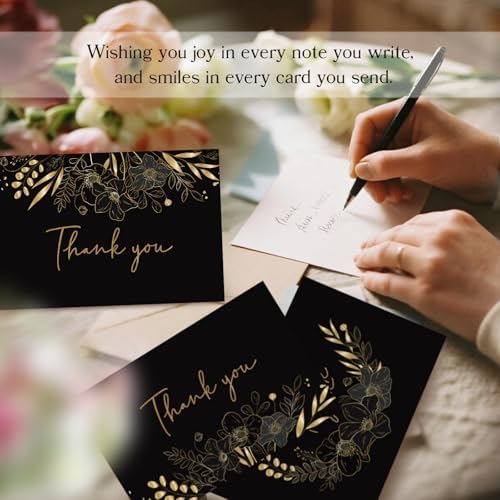 108 Pack Pre-Folded Floral Thank You Cards with Envelopes, 6 Designs