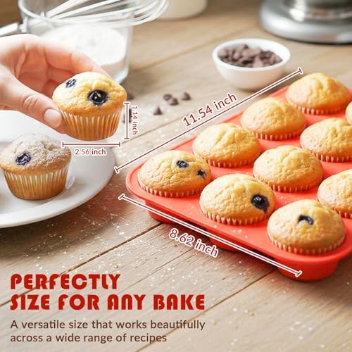 HKNMTT Silicone Muffin Pans for Baking 12Cups BPA-Free Egg Bites Mold