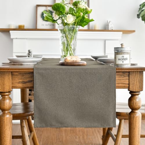 Artoid Mode Coffee Brown Table Runner, Seasonal Fall Washable Kitchen Dining Table Decoration for Home Party Decor 13x48Inch