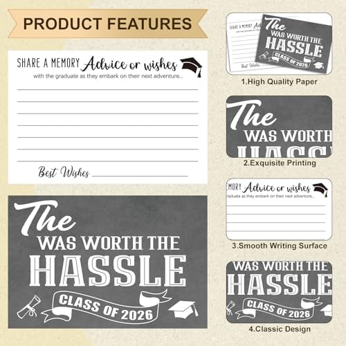 50 PCS Graduation Wishes and Advice Cards 2026, Advice for the Graduate 2026, Graduation Party Supplies for Elementary College Senior High School (Grey.50)