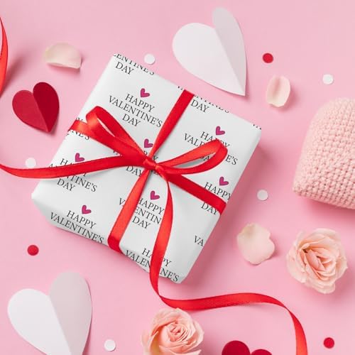 WRAPAHOLIC Valentines Day Wrapping Paper Sheet - 6 Sheets Sweet Heart Happy Valentine's Day Design Folded Flat for Valentine's Day, Anniversary, Birthday - 19.7 Inch x 27.5 Inch Per Sheet