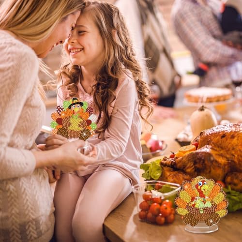 Kosiz 9 Pcs Thanksgiving Turkey Diamond Art Tabletop Decor Fall Diamond Art
