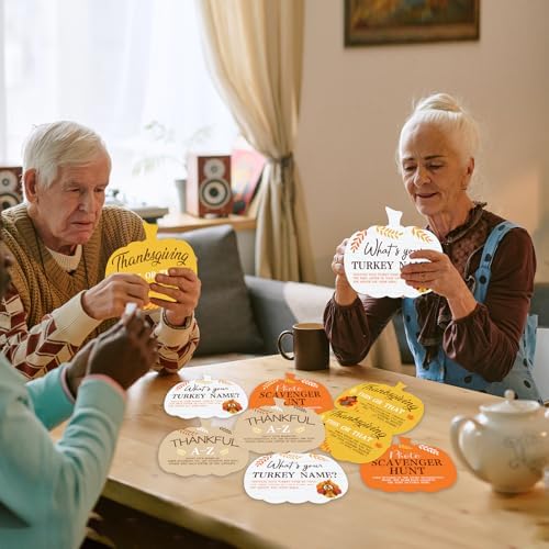 COCHIE Thanksgiving Games for Family Party Adults Office Large Groups, What is Your Turkey Name Games, Autumn Photo Scavenger Hunt Game, Fall This or that Classroom Activities (Pumpkin)