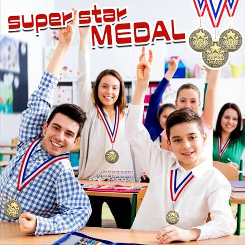 20 Pcs 2'' Awards Medals Bulk Winner Medals with Neck Ribbons Metal Trophy Award Prize Gift for Tournaments, Competitions, Party, Kids and Adults