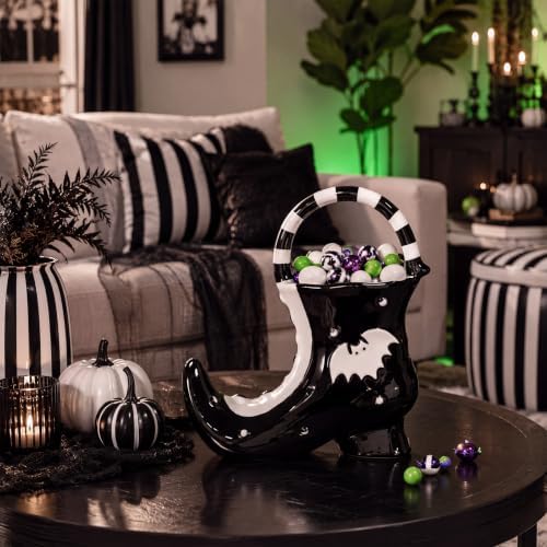Reallnaive Halloween Candy Bowl Ceramic Witch Boot Halloween Table Decor