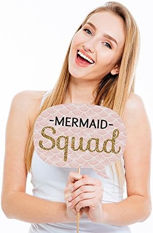 Mermaid Bridal Shower Photo Booth Prop Kit, DIY Cardstock Props - 20pc