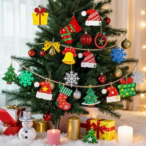 36 Pcs Unfinished Wooden Christmas Ornaments Tree Ornaments