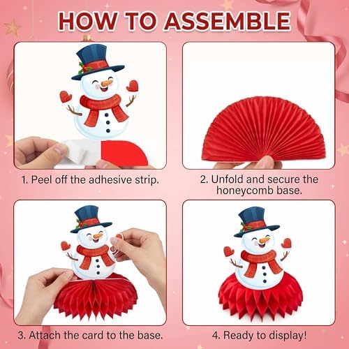 Christmas Decorations - Santa Snowman Stocking Christmas Tree Honeycomb Centerpieces