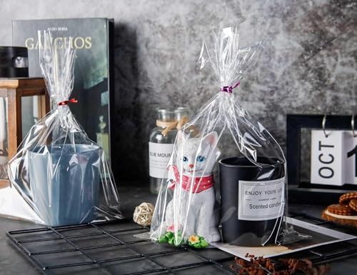 LOKQING Clear Halloween Treat Bags, 100 Pack 8x11 in for Gifting
