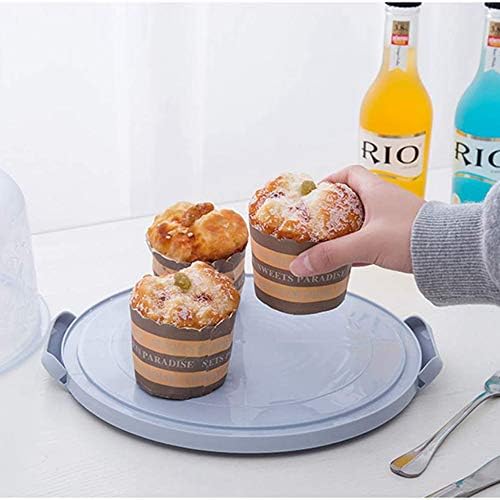 Plastic Small Cake Carrier Holder Round Container with Handle Suitable for 6~8 inch Diameter and 4 inch Height Small Cake (Blue)