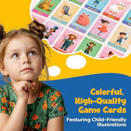 Charades for Kids Ages 4-8–The 'No Reading Required' Family Game,100 Cards