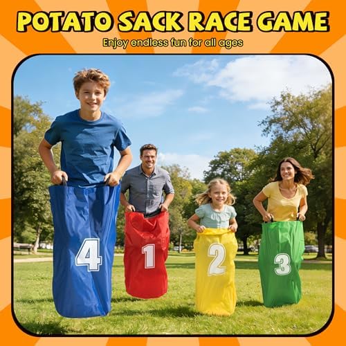 ropoda Field Day Games, Outdoor Carnival Games Potato Sack Race Bags for Adults and Kids, Bean Bags, Soft Plastic Cones,Ring Toss Set,Egg and Spoon Race, Outdoor Games Easter