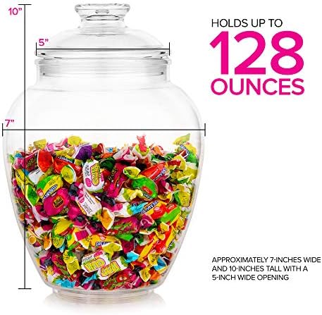 Modern Innovations 128-Ounce Candy & Cookie Jar with Lid, 1 Gallon Premium Acrylic Clear Apothecary Jar, Wedding & Home Décor Centerpiece, Decorative Kitchen Storage Jar, Bathroom Organization