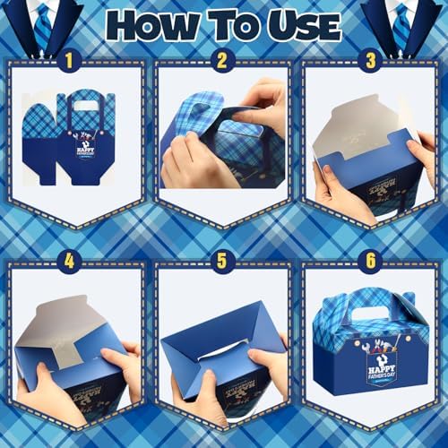 Dunzoom 24 Pcs Fathers Day Party Favors Fathers Day Treat Boxes Dad Theme Goodie Candy Gift Bags Holiday Paper Gift Container for Dads Birthday Decoration