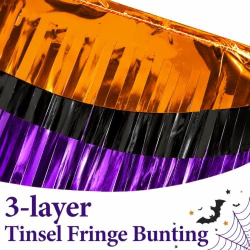 3 Pcs 20 Ft Halloween Foil Fringe Bunting, Tinsel Streamers Banner