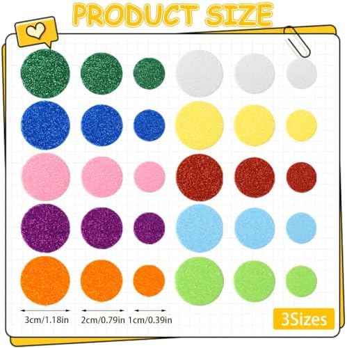 BLMHTWO 480 PCS Round Foam Stickers for Crafts, Glitter Circle Stickers