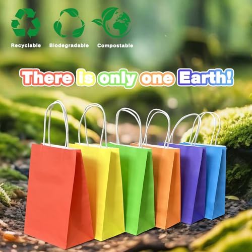 LAMJAMANER 24Pcs Small Gift Bags, 5.5x3.15x7.87 Paper Gift Bag with Handles, Party Favor Bag-s Bulk for Birthday, Wedding, Businesses, Party Supplies and Gifts, Valentines Day Bag